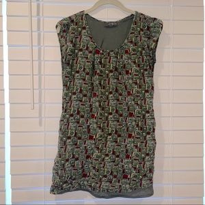 4/$10 ⚡️ Olive Green Patterned Long Blouse Top